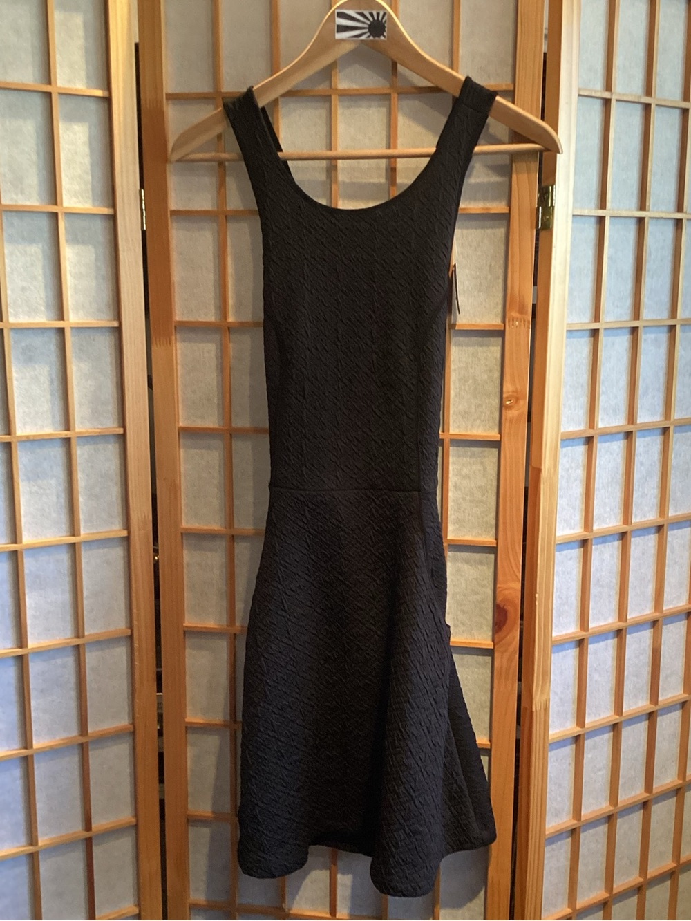 Uo Silence + Noise Textured Open-Back Skater Dress Black Women's Size Small